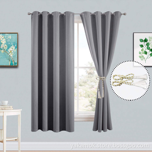 63 Inch Long Grey Blackout Curtains
